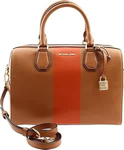 Michael Kors Center Stripe Medium Mercer Duffel Acorn Orange 